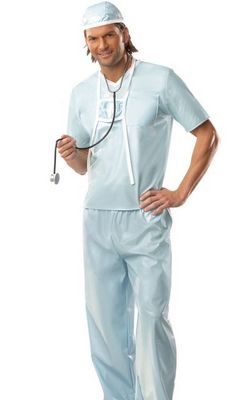 Surgeon Doctor Hospital Uniform Mens Adult Fancy Dress Halloween Costume